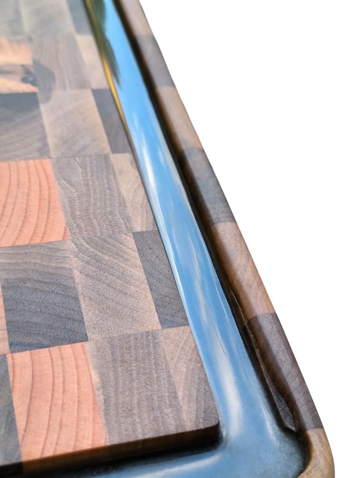 Tocător End-Grain Premium cu șanț de scurgere | Nuc & Cireș