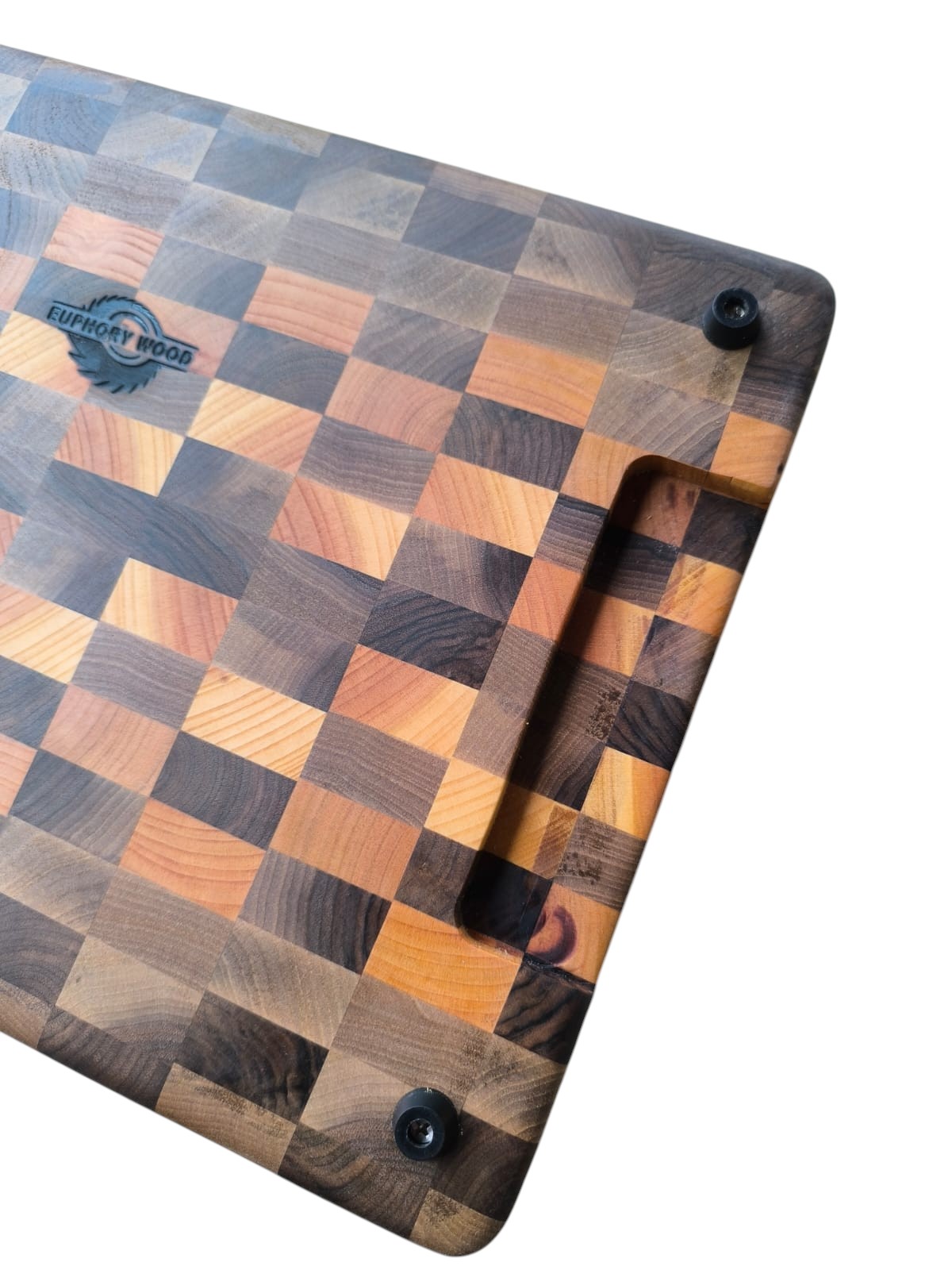Tocător  End-Grain Premium cu șanț de scurgere |  Nuc & Cireș