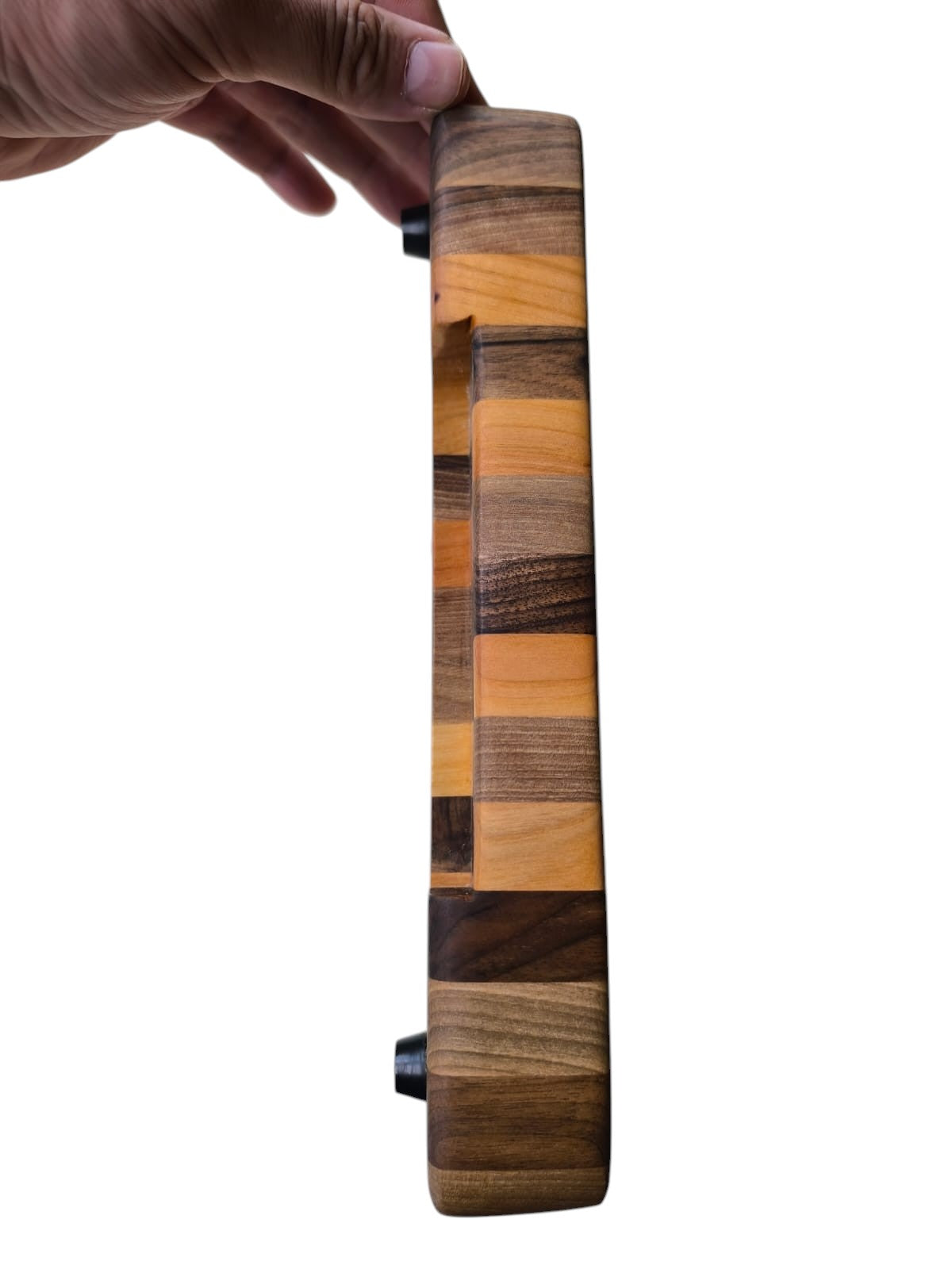 Tocător  End-Grain Premium cu șanț de scurgere |  Nuc & Cireș