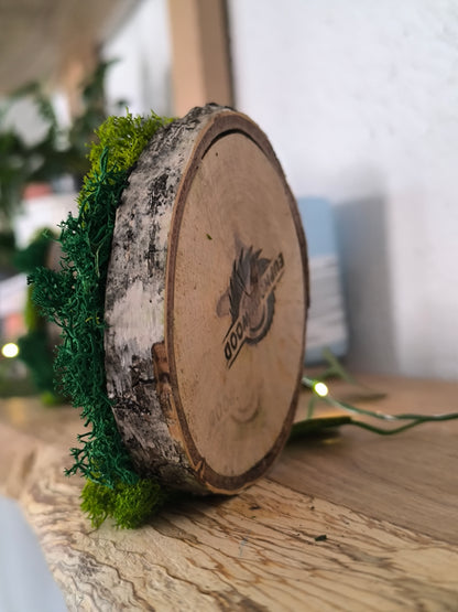 Mini tablou cu licheni naturali – decor din lemn 9 cm