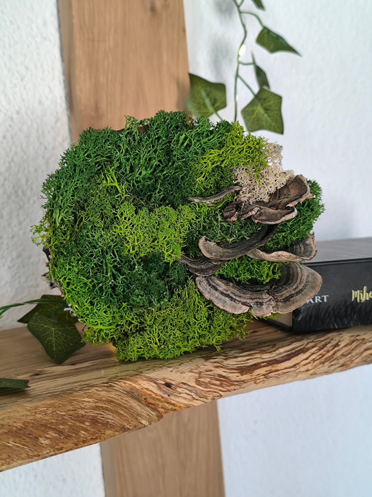 Mini tablou cu licheni naturali – decor din lemn 12,5cm